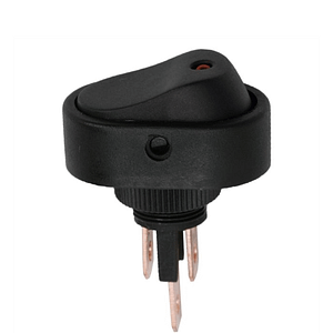 Interupator basculant 1 circuit 12V 20A OFF-ON LED rosu cu retinere 2 pini