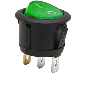Interupator basculant 1 circuit 3 pini 6A 250V ON-OFF verde cu retinere
