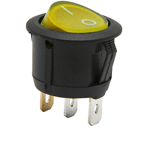 Interupator basculant 1 circuit 6A 250V ON-OFF 3 pini galben cu retinere