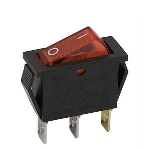 Interupator basculant 3 pini 1 circuit 10A 250V OFF-ON rosu cu retinere