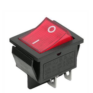 Interupator basculant 4 pini 1 circuit 16A 250V OFF-ON rosu 21.7x28.5mm