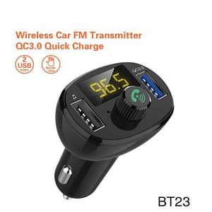 Modulator FM USB + BT V5.0 2x USB 1A+QC3.0 afisaj LED max.USB 32GB 12-24VCC