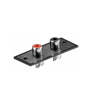 Mufa 2x RCA mama montabil pe panou rosu-negru Goobay