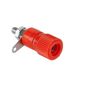 Mufa banana 4mm mama rosu executie din plastic 12mm montabila pe panou