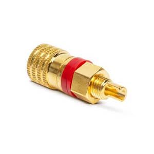 Mufa banana audio mama 4mm montabil panou aurita inel rosu