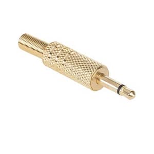 Mufa Jack 3.5 mm mono tata metal aurit pe fir cu protector cablu