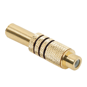 Mufa RCA mama metal aurit cablu 6mm inel negru
