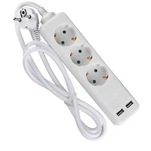 Prelungitor 3 prize + 2x USB 1.5m 3G1.5mm2 alb V-TAC SKU-8774