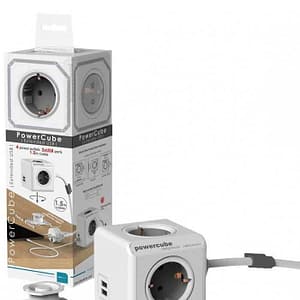 Prelungitor 4 prize CUB +2x USB lungime cablu 1.5m gri Allocacoc