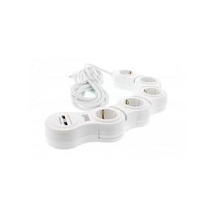 Prelungitor reglabil 5 prize 5m cablu 3xG1.5mm2 3500W 16A cu incarcator USB Well