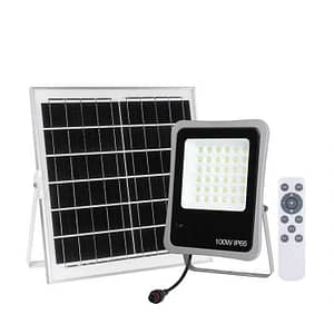 Proiector solar Well 100W 1200lm lumina rece 6500K cu panou solar 15W 350x350x17 mm