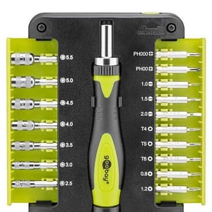 Set surubelnita 17biti CrV 3x capete plane 1mm 1.5mm 2mm 2x Phillips PH000 PH00 3x Torx T4 T5 T6 2x stele Star 0.8 1.2 7x hexago