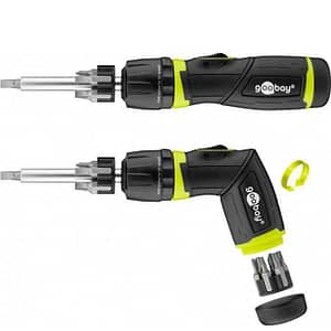 Set surubelnita cu clichet 12biti CrV 4x Phillips PH0 PH1 PH2 PH3 Capete plane 4x 3mm 4mm 5mm 6mm 4x Torx T10 T15 T20 T25 Goobay