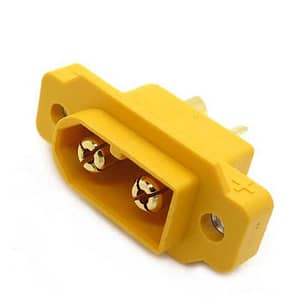 Soclu alimentare DC XT60 tata 2pini lipire montare pe panou 30A 500V galbena AMASS XT60E1-M / XT60E-M