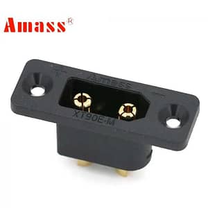 Soclu alimentare DC XT90 tata pe panou 2 pini lipire 30A 500V negru AMASS XT90E-M