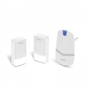 Sonerie digitala alba fara fir si fara baterie cu 2 unitati de exterior Kinetic IP44 delight