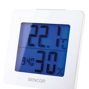 Statie meteo afisaj LCD temperatura si umiditate ceas cu alarma calendar alb SENCOR SWS 1500 W