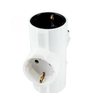 Distribuitor tip T 3 prize schuko 3680W 16A cu protectie alb TPF-26 Home