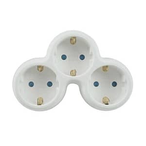 Stecher triplu Technik TP3 cu contact protectie 3x Schuko 16A 3500W alb