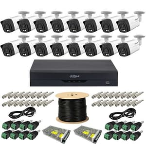 Kit supraveghere profesional Dahua 16 camere Dual Light 5MP Microfon IR 40m