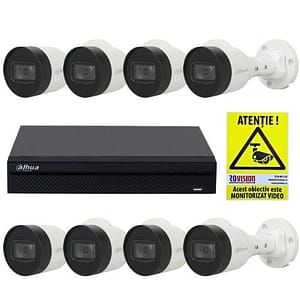 Kit supraveghere IP Dahua pentru exterior 8 camere 2MP PoE Infrarosu 30m IP67 Lentila 2.8mm