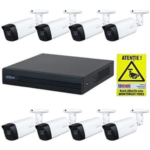 Kit supraveghere pentru exterior Dahua 8 camere 2MP IR 80m Lentila 3.6mm