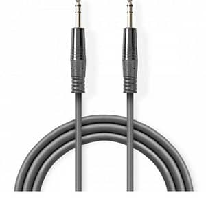 Cablu audio balansat Jack Stereo 6.35 mm tata - 6.35 mm tata 1.5m gri Nedis