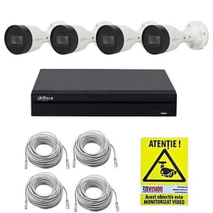 Kit IP Dahua 4 camere 4MP  IR 30m PoE