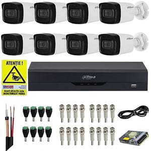 Kit supraveghere Dahua 8 camere 4K 8MP IR 80m Microfon