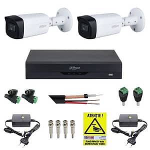 Kit supraveghere Dahua 2 camere 8MP 4K IR 40m Lentila 2.8mm