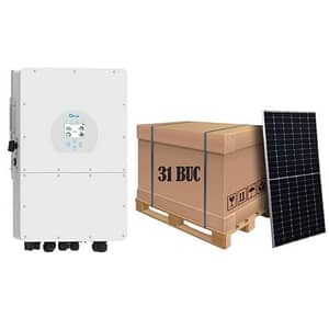 Kit fotovoltaic Invertor High Voltage Hibrid Trifazat DEYE 15KW cu 31 bucati panouri solare 550W Vendato Solar