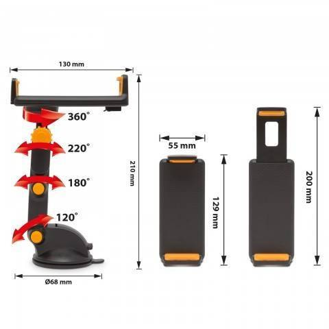 Suport telefon profesional pentru bord sau parbriz portocaliu - imagine 7