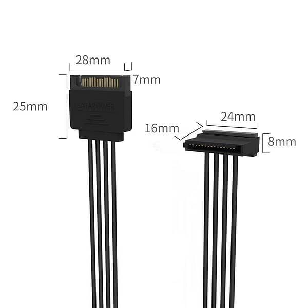 Cablu adaptor 1 la 3 SATA 15 pini Power Extension 16cm negru Orico - imagine 5