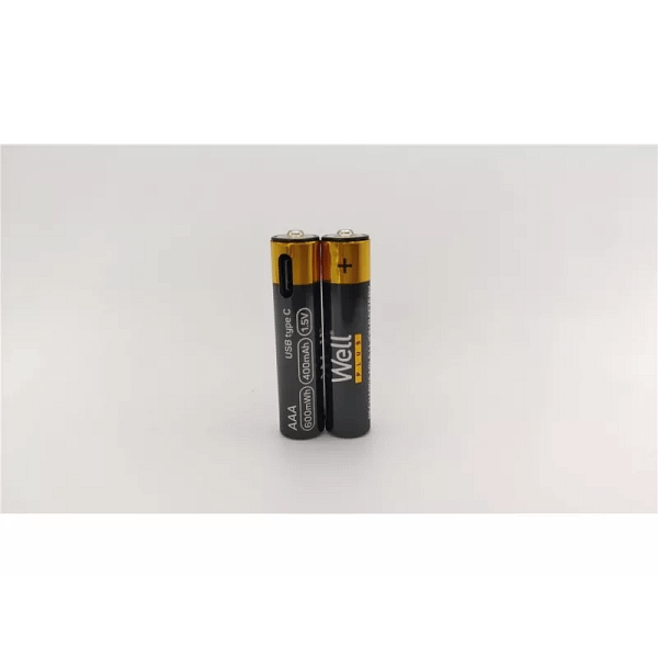 Acumulator AAA R3 Li-ion 10440 1.5V 400mAh 600mWh cu incarcare 5V USB-C 2buc/blister Well ACCU-10440/40C-BL2-WL - imagine 3