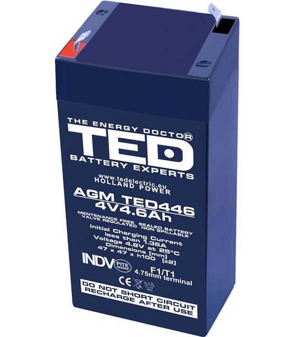 Acumulator 4V 4.6Ah 47x47xh100.6mm AGM Battery TED446F1 TED002853