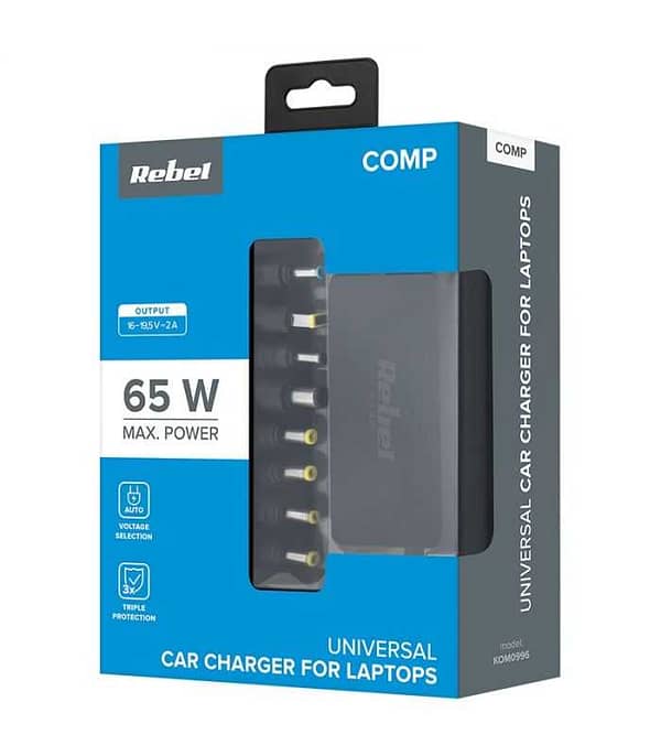 Alimentator laptop universal auto - 16-20V 65W Rebel KOM0996 - imagine 5