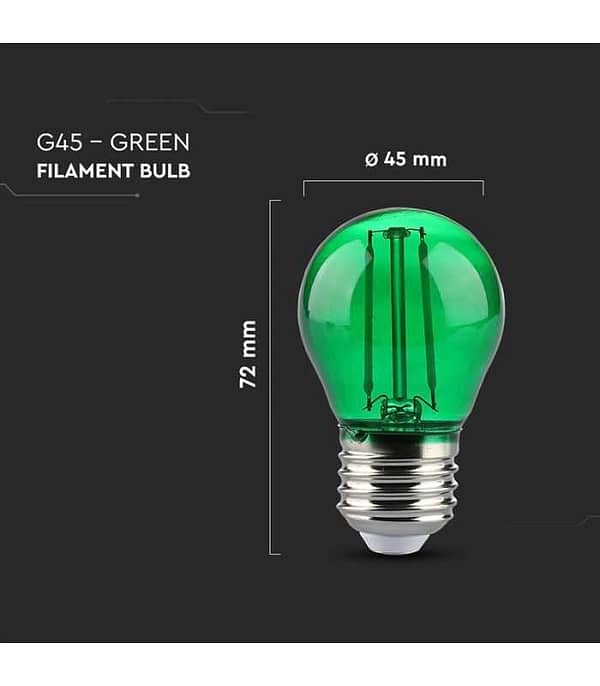 Bec LED G45 E27 2W cu filament lumina verde V-tac SKU-217411 - imagine 3