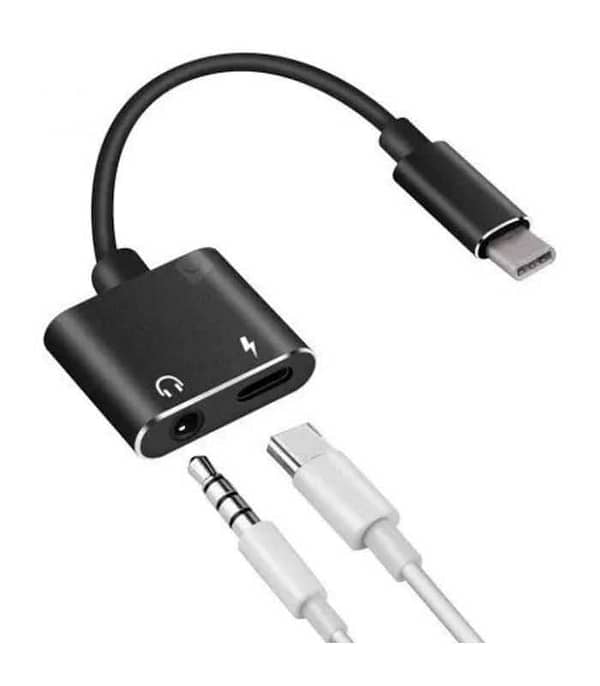 Cablu adaptor USB Type C tata - Jack 3.5 mm mama STEREO si USB Type C mama 7cm Well - imagine 2