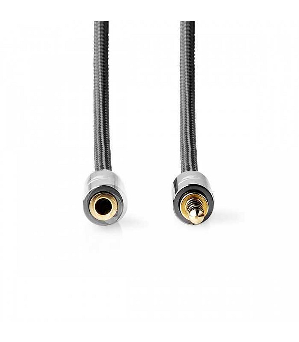 Cablu audio Jack stereo 3.5 mm tata - 3.5 mm mama Nedis 2m gri metal - imagine 2