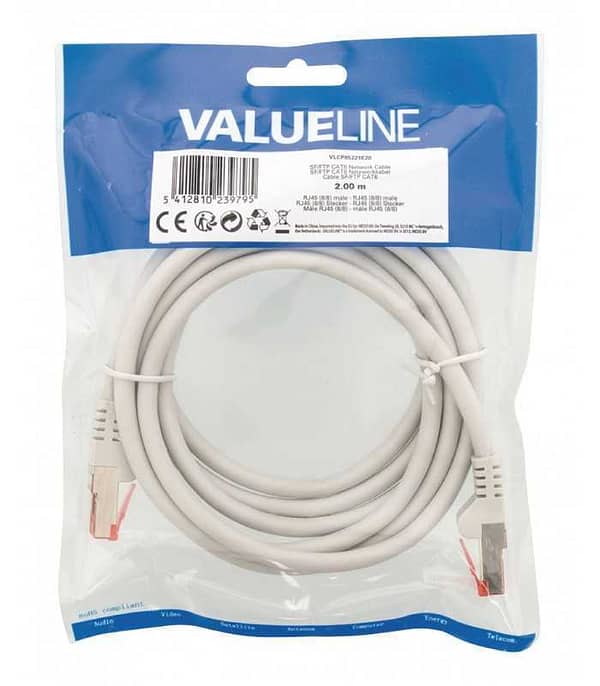 Cablu CAT6 SFTP Network Cable RJ45 8P8C tata - RJ45 8P8C tata 2m gri VALUELINE - imagine 2