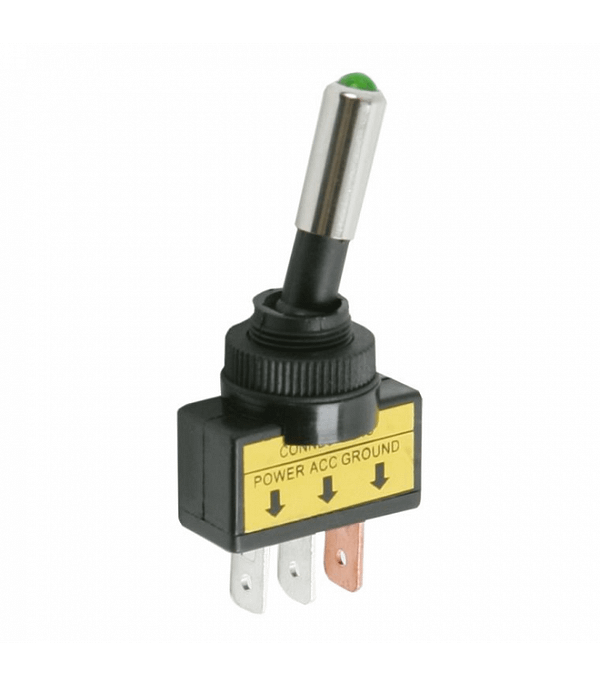 Comutator 2 pozitii OFF-ON 1 circuit 20A 12V cu LED verde cu retinere