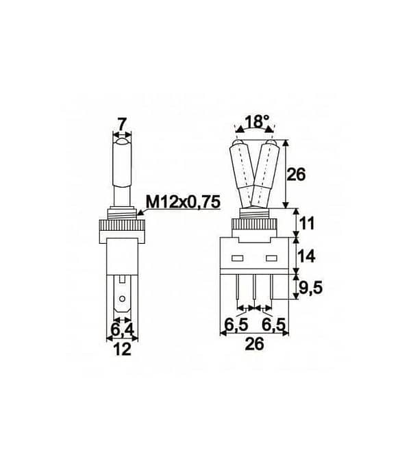 Comutator cu brat 1 circuit 20A 12V OFF-ON LED albastru cu retinere - imagine 2