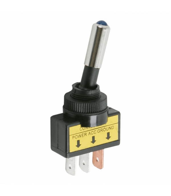 Comutator cu brat 1 circuit 20A 12V OFF-ON LED albastru cu retinere