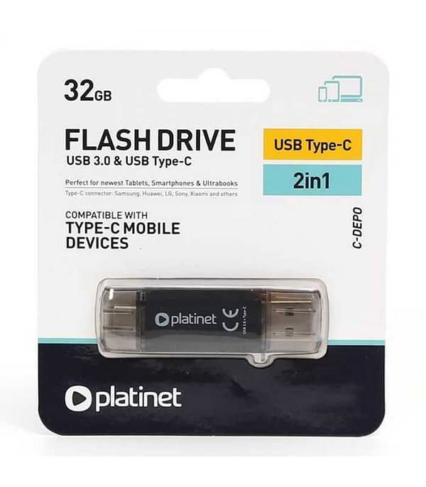 FLASH DRIVE USB 3.0 TYPE C 32GB C-DEPO PLATINET PMFC32B - imagine 3