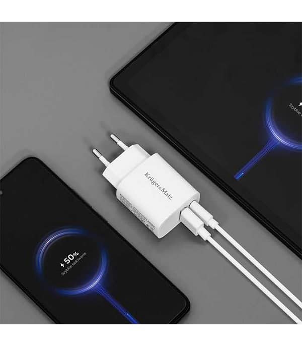 Incarcator rapid de retea USB tip A si USB type C 30W PD 3.0 + QC 3.0 Kruger&Matz KM0855 - imagine 4
