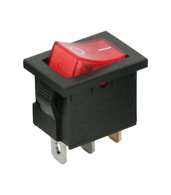 Interupator basculant 1 circuit 3 pini 6.5A 250V OFF-ON rosu