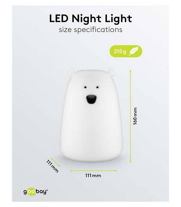 Lumina de noapte cu LED Ursul polar 7 culori 3 moduri lumina cu acumulator Goobay 61647 - imagine 6