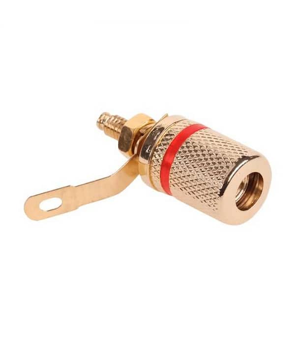 Mufa mama 4mm banana montaj gold inel rosu