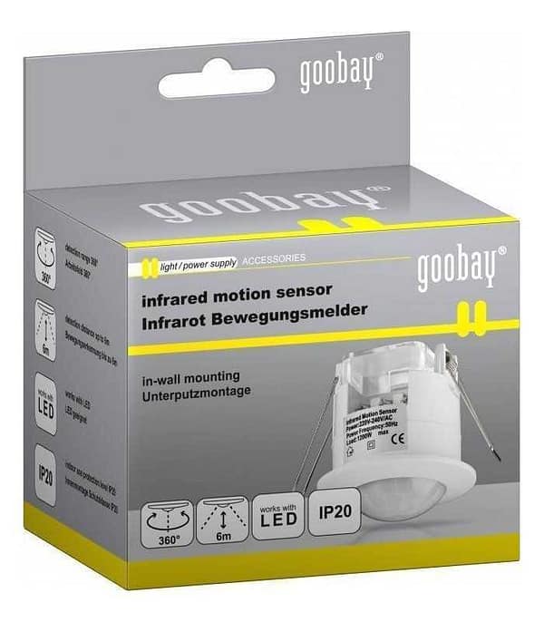 Senzor de miscare alb cu infrarosu pentru interior Goobay - imagine 2