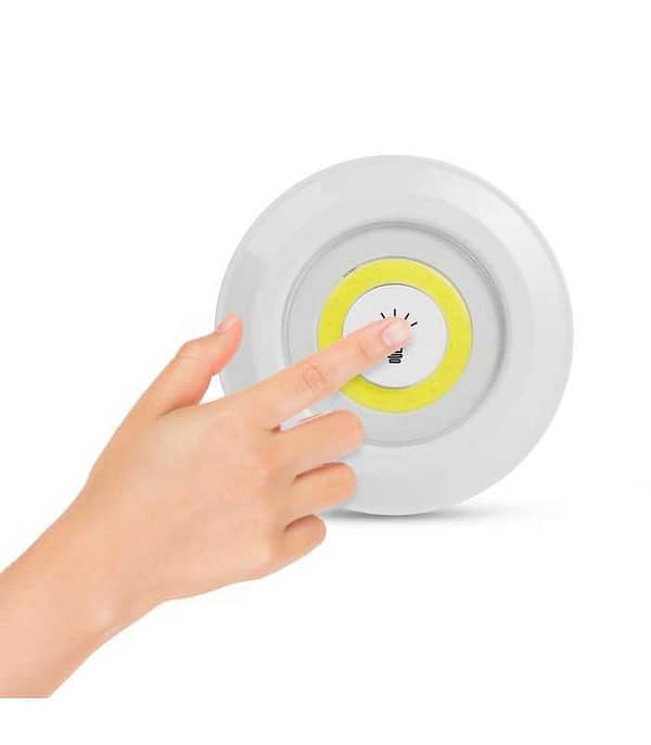 Set de lampi LED COB 3W 200lm 3x AAA IP44 autoadezive de perete cu telecomanda - imagine 2